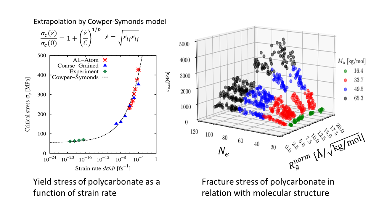 図：粗視化MDによるポリカーボネート強度特性評価